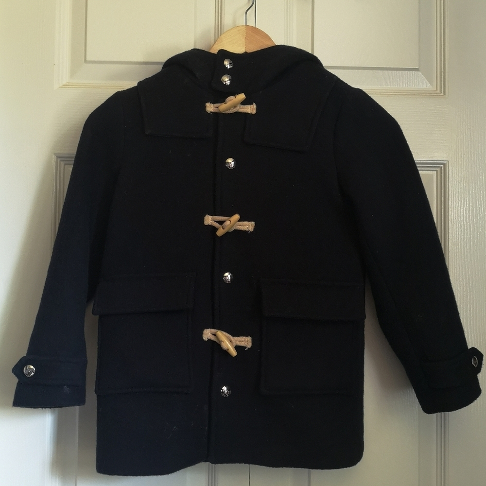 Handsome Toggle Hoody wool Coat for kids (very deep blue)
